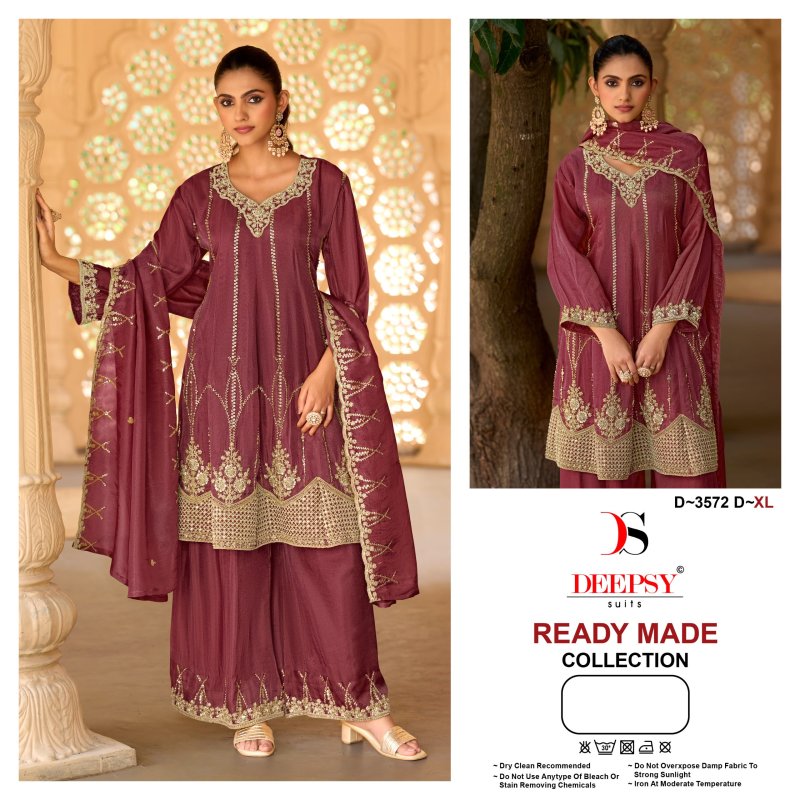D 3572 A To D By Deepsy Viscose Tissue Silk Readymade Pakistani Suits